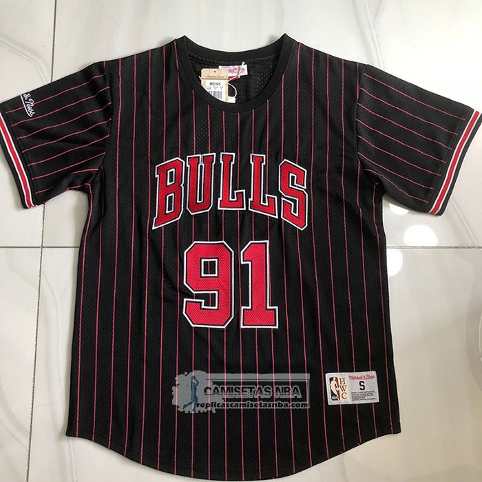 Camiseta Manga Corta Chicago Bulls Dennis Rodman NO 91 Negro